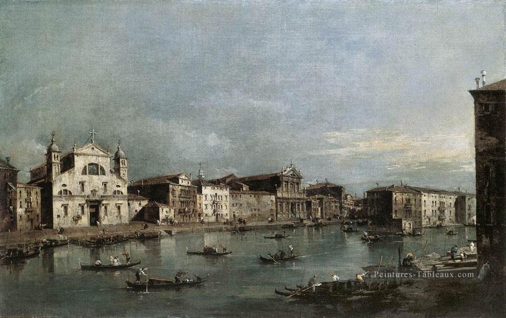 Le Grand Canal avec Santa Lucia et l’école vénitienne Scalzi Francesco Guardi Peintures à l'huile